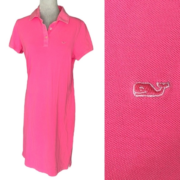 Vineyard Vines Hot Neon Pink Pique Polo Dress - M - Picture 1 of 11